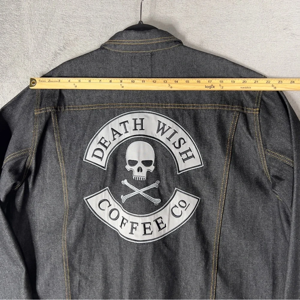 Death Wish Coffee Co. Limited Edition Jean Jacket Men's 2XL Dark Wash Denim‎